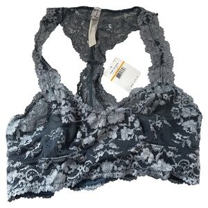 Free People Wild Roses Lace Racerback Bralette Bra Small NWT Grey Combo